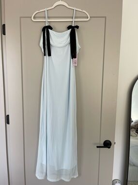 wild fable Light Blue Maxi Dress with Black Shoulder Ties